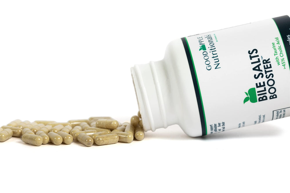 GOODAPPLE NUTRITIONALS Bile Salts Booster lifestyle shot with meal and supplements