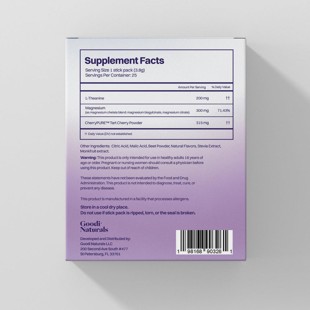 Goodi Naturals Nite Nectar 25-stick box designed for convenient nightly supplementation.