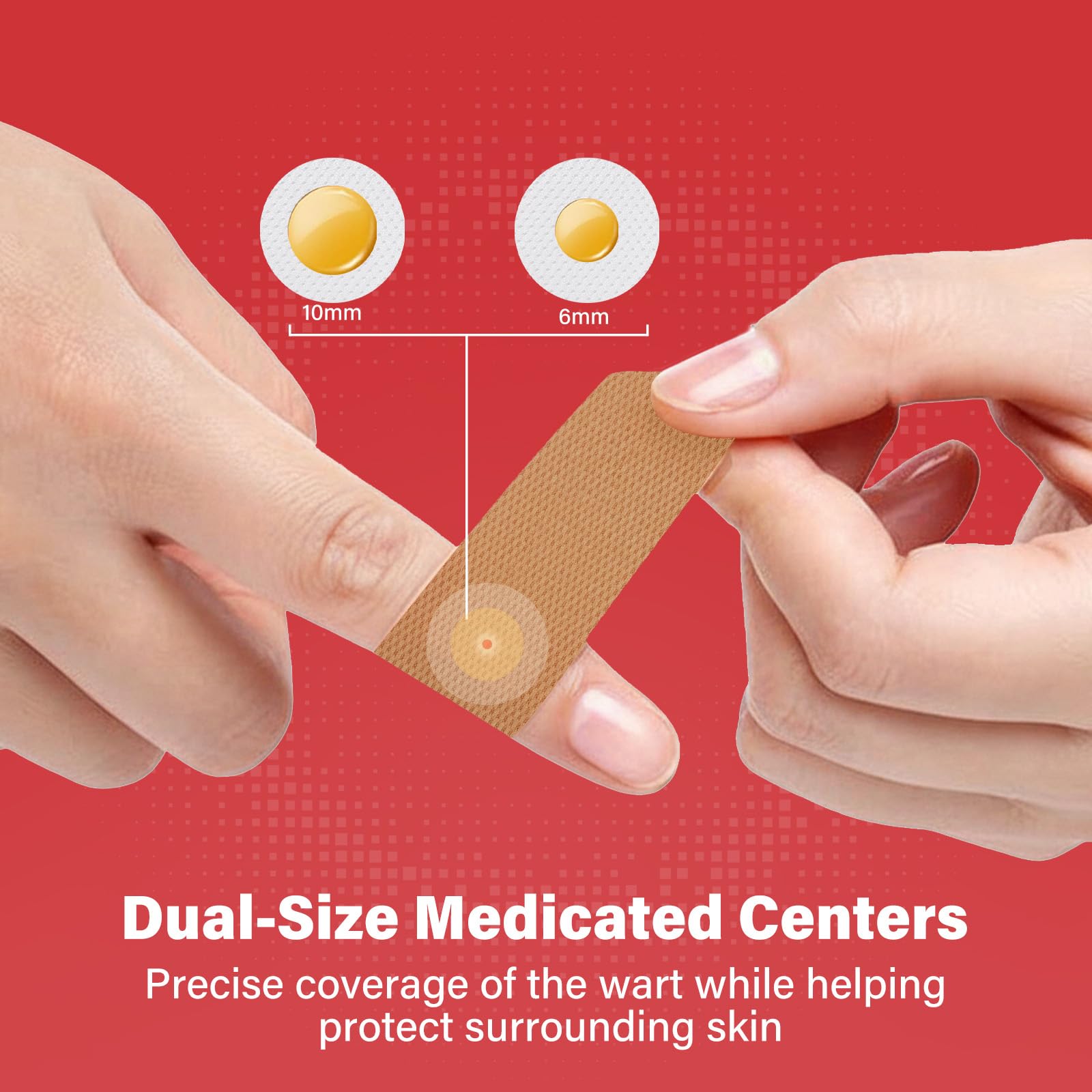 Goodnites Wart Remover Pads highlight 10mm medicated center for larger wart treatment