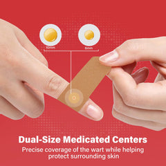 Goodnites Wart Remover Pads highlight 10mm medicated center for larger wart treatment