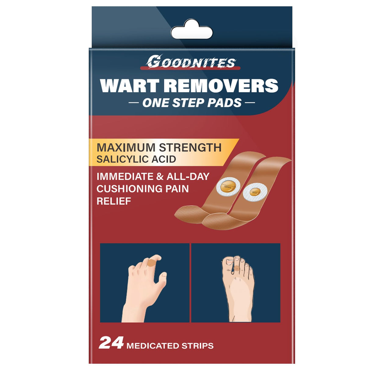 Goodnites Wart Remover Pads box front for at-home wart care