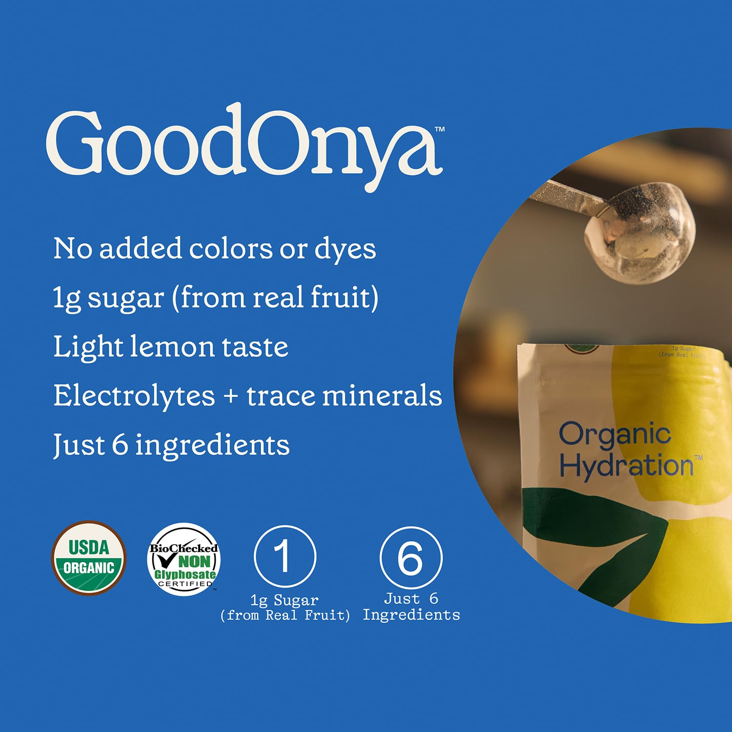 GOODONYA mix in water glass showing refreshing hydration