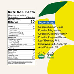 GOODONYA Organic Hydration powder dissolving in glass with a light lemonade flavor.