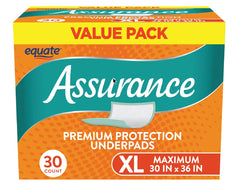 Goodscious Equate Assurance underpad folded packaging for compact storage and quick use.