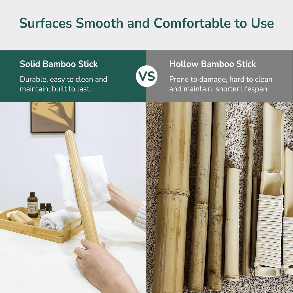 Goodtar bamboo massage stick ergonomic handle for comfortable grip.