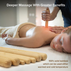 Goodtar bamboo massage stick roller for smooth gliding over knots and tension areas.