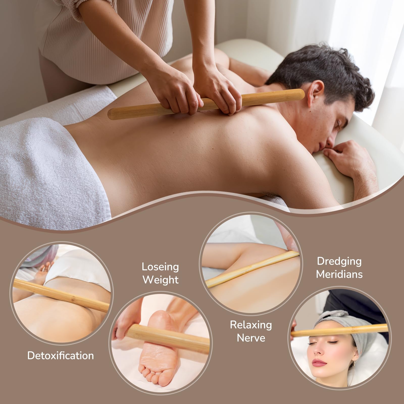 Goodtar bamboo massage stick short 6in for targeted trigger points and portable use.