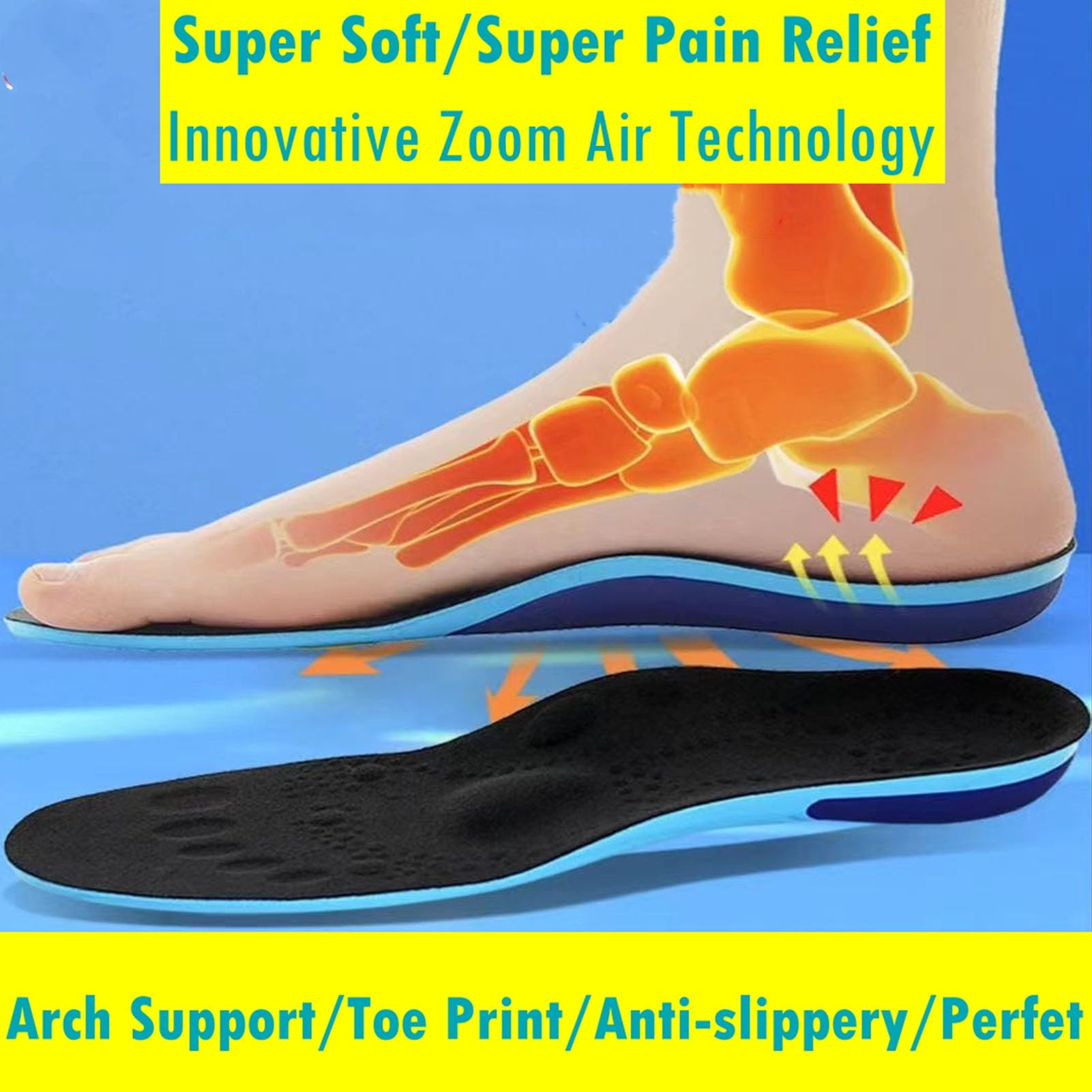 Goofort DynaZoom shock absorption insole minimizes impact during daily activities.