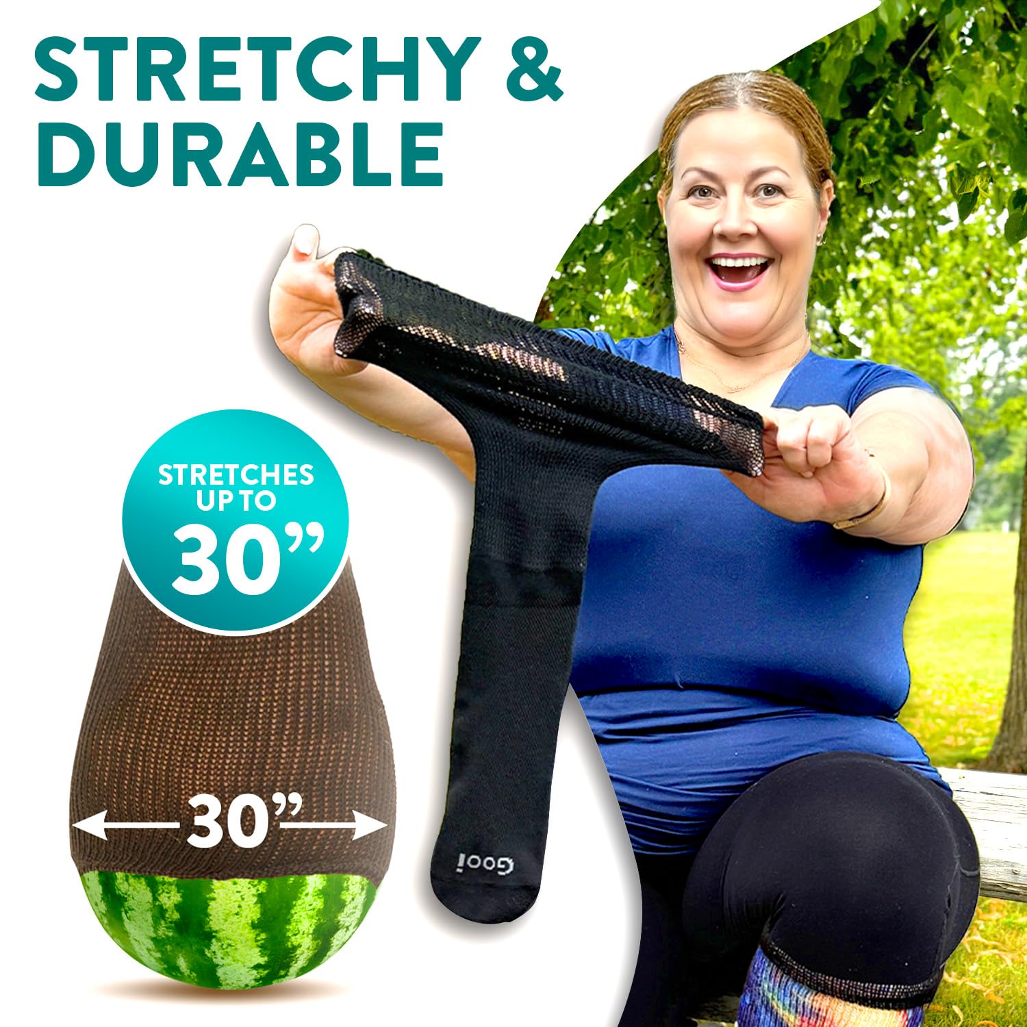 Gooi seamless toe design reduces rubbing for sensitive feet.