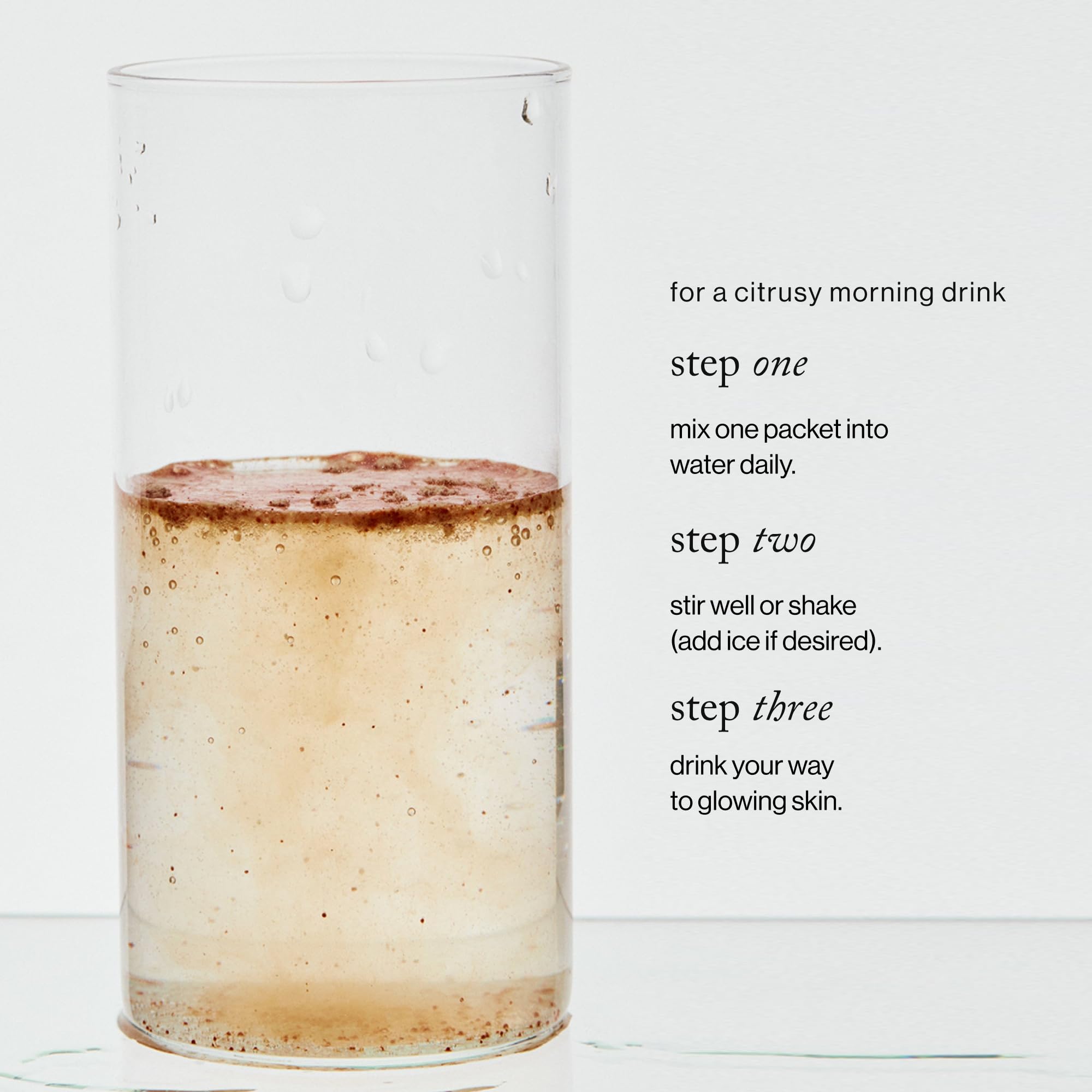 Goop Beauty Morning Skin Drink golden glow visual; suggests youthful radiance.