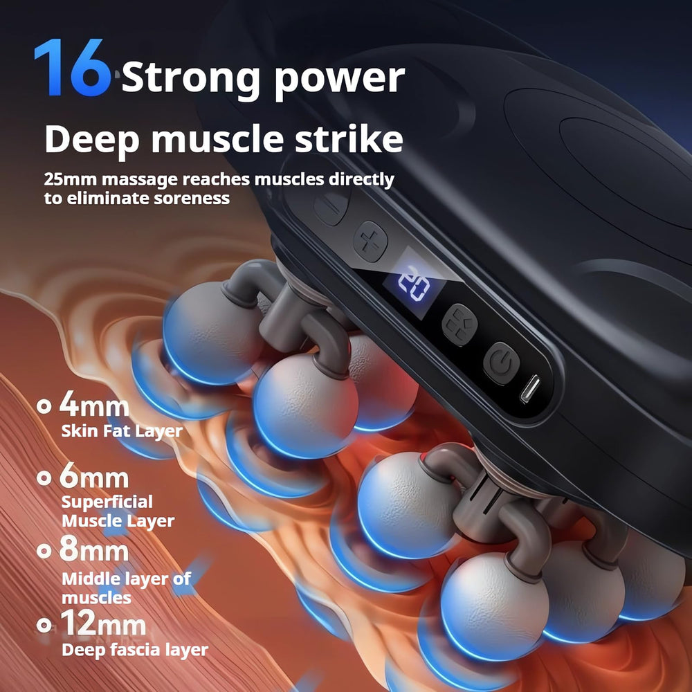 GooseFit massage gun with 30 speeds and 3 modes for personalized recovery
