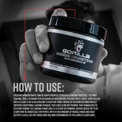 Gorilla Mind Creatine Monohydrate 5 g serving for high-intensity support.