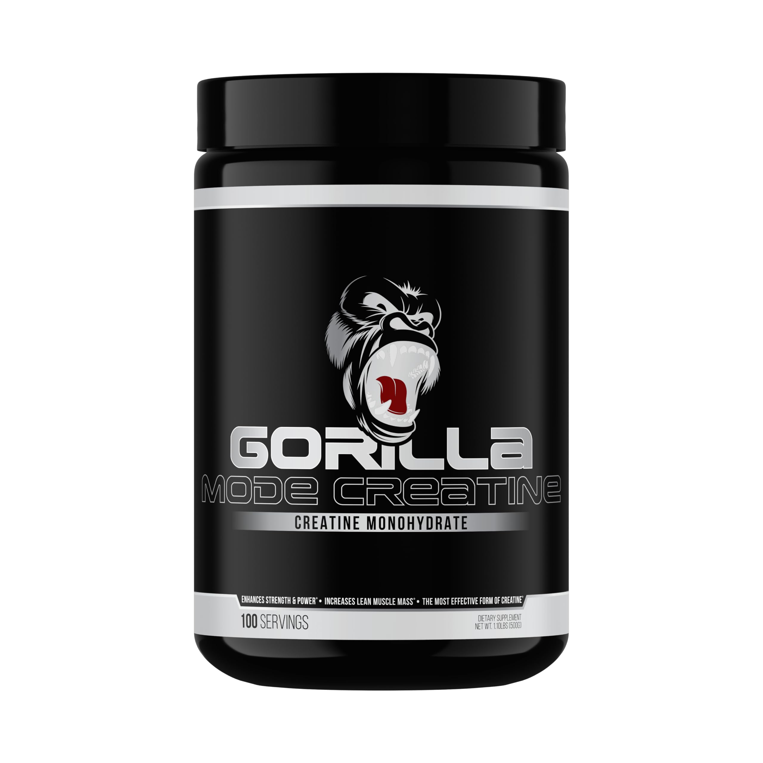Gorilla Mind Creatine Monohydrate micronized powder with scoop for smoother mixing.