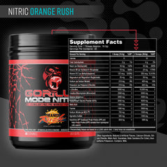 Gorilla Mind Nitric powder scoop shows precise dosing for strong pumps.