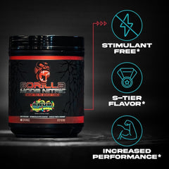 Close-up of ingredients label on Gorilla Mode Nitric Upgraded jar
