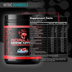 Gorilla Mode Nitric Upgraded powder scoop showing high-dose ingredients for pumps