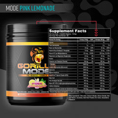 Scoop-dispense close-up with Gorilla Mode pre-workout for fast mixing