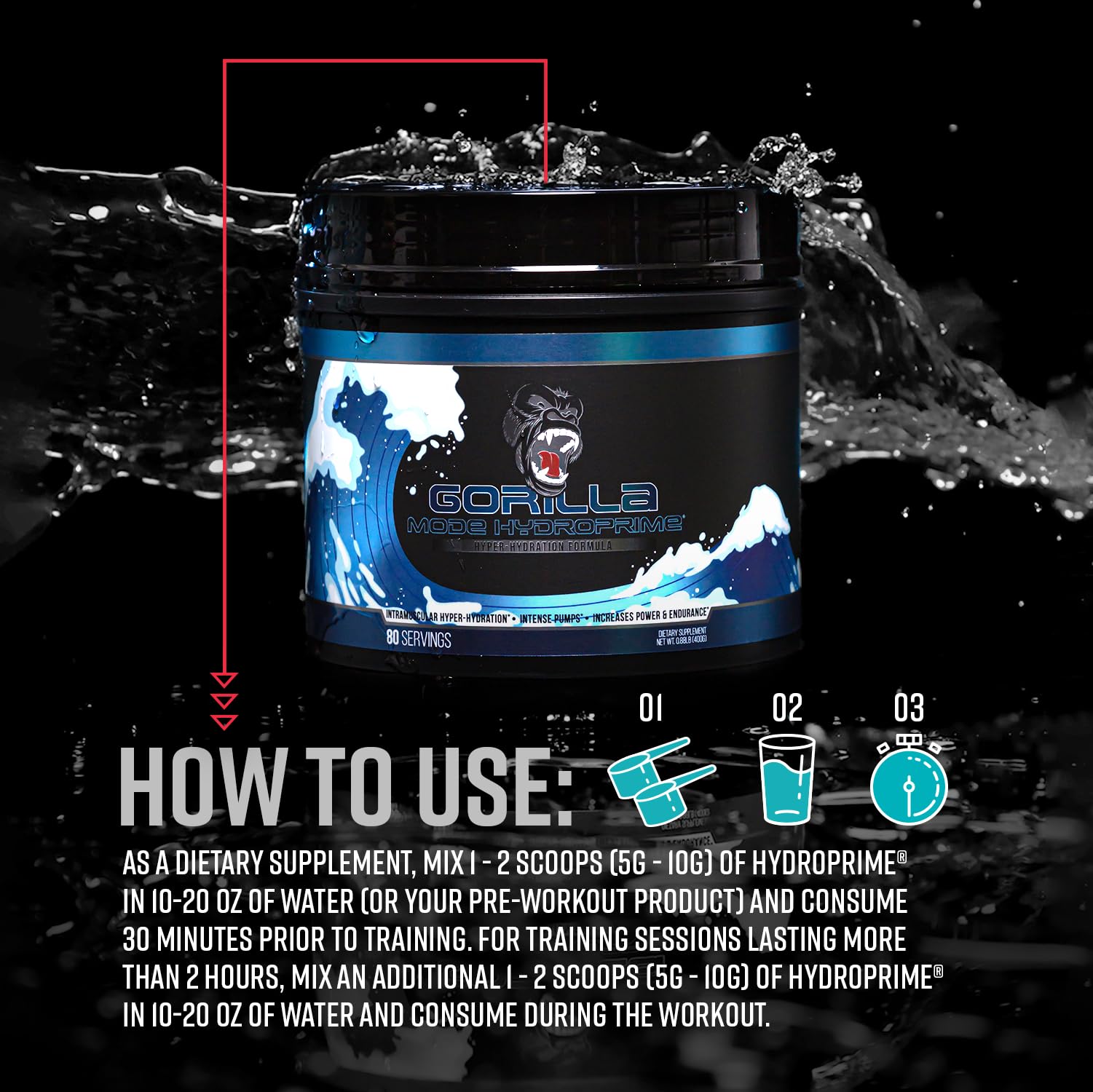 Gorilla Mind Hydroprime container label with glycerol details