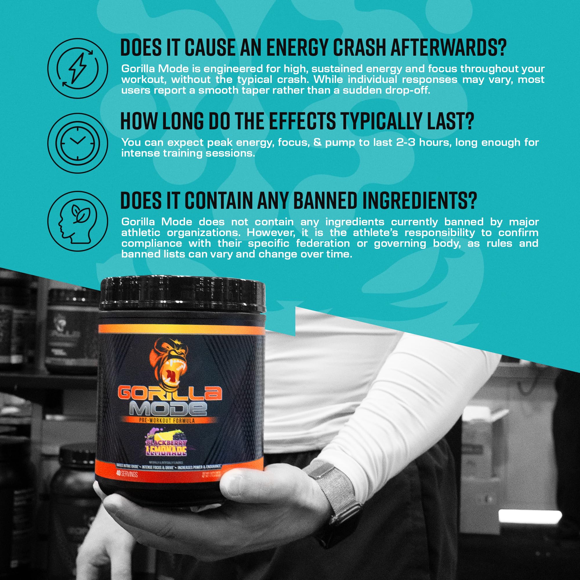 Gorilla Mind Pre Workout powder being stirred, hinting at fast dissolution.