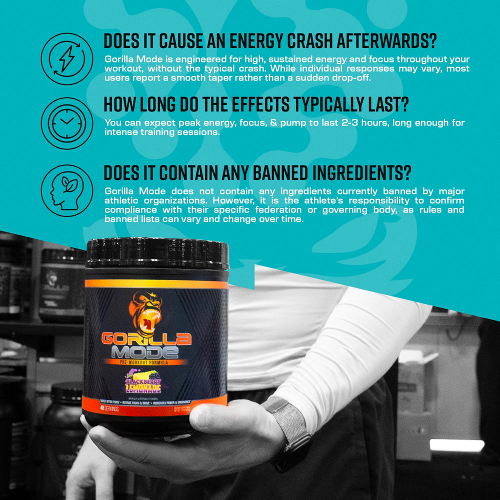 Gorilla Mind Pre Workout powder being stirred, hinting at fast dissolution.
