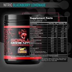 Powder scoop of Gorilla Mode Nitric Upgraded ready to mix for a potent pre-workout.