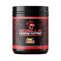 Gorilla Mind Gorilla Mode Nitric Upgraded tub with BlackBerry Lemonade flavor, signaling strong pumps.