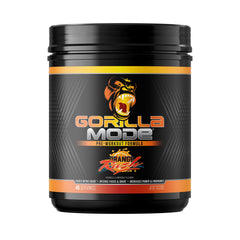 Gorilla Mind Gorilla Mode Orange Rush bottle front view highlighting potent pre-workout formula for pumps