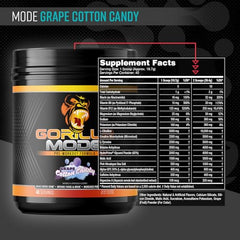 Gorilla Mode tub close-up highlights 10000 mg L-Citrulline for enhanced nitric oxide.