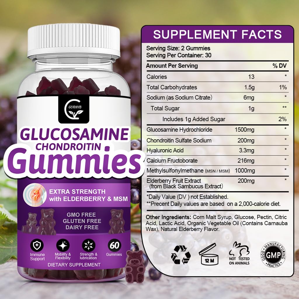 GORNVB extra-strength ingredients label highlighting key amounts for mobility support.
