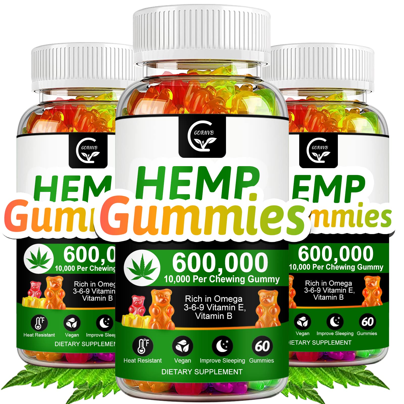 GORNVB hemp gummies 3-pack package for daily wellness option