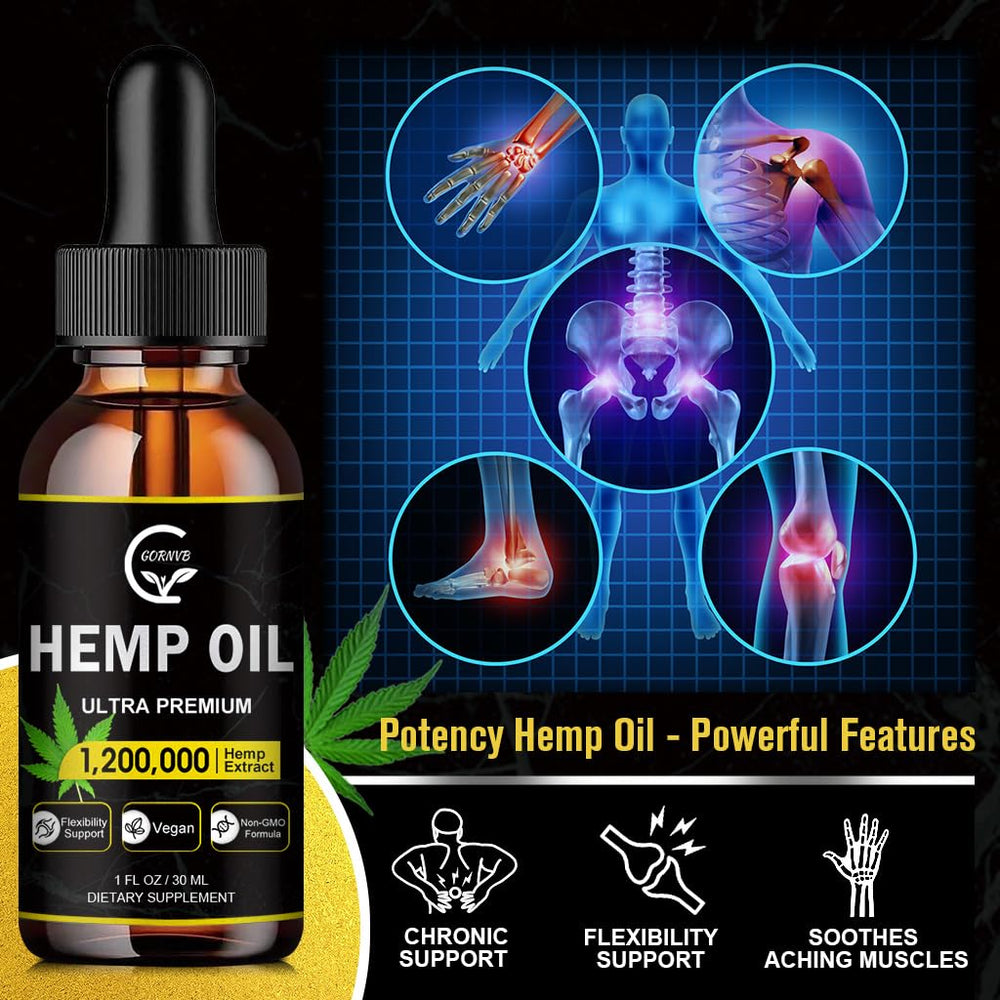 GORNVB hemp oil packaging emphasizes organic, vegan, non-GMO attributes
