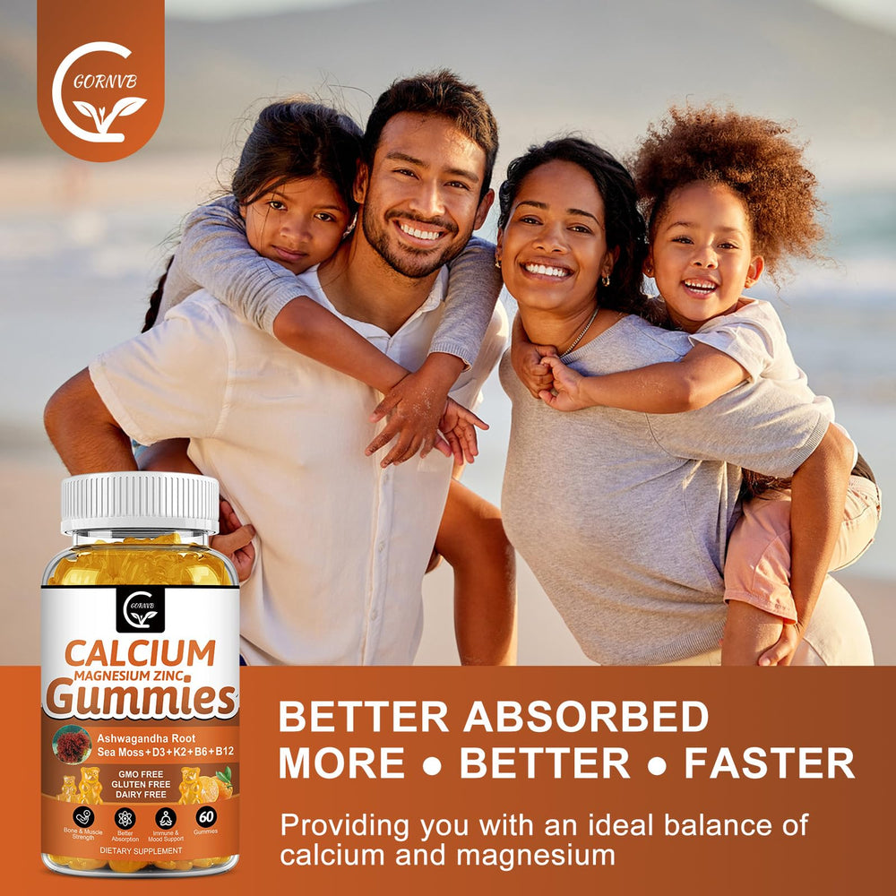 GORNVB kids-friendly calcium gummies with pleasant flavor suitable for family use.