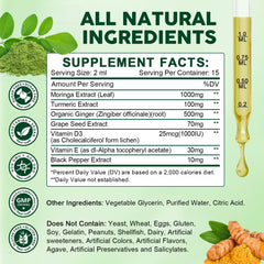 Dropper pour showing easy 2 ml dosage for simple daily use with GORNVB Moringa Drops.