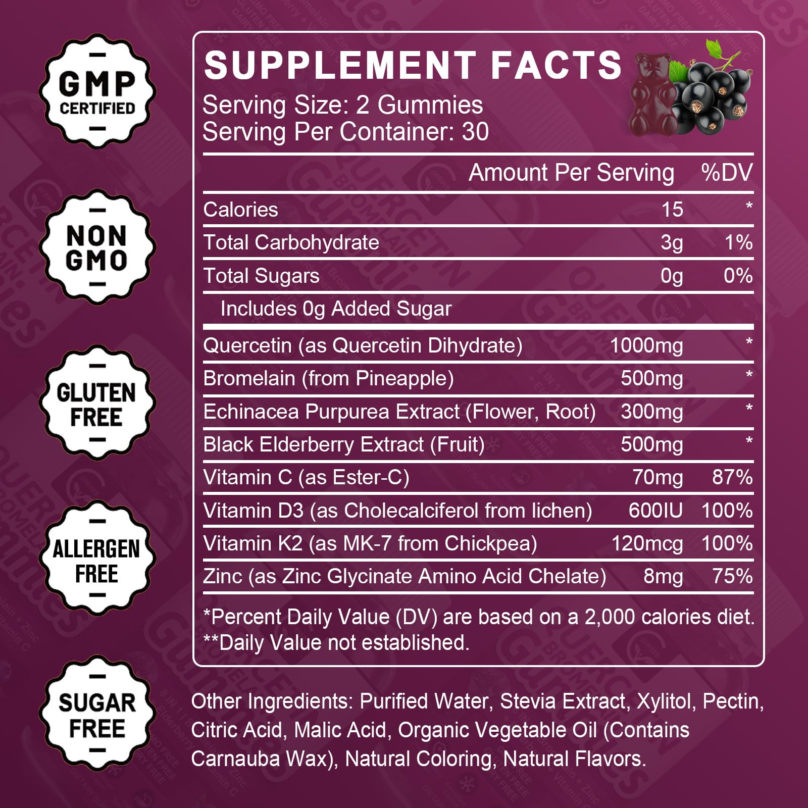 GORNVB Quercetin Bromelain Complex highlights enhanced absorption.