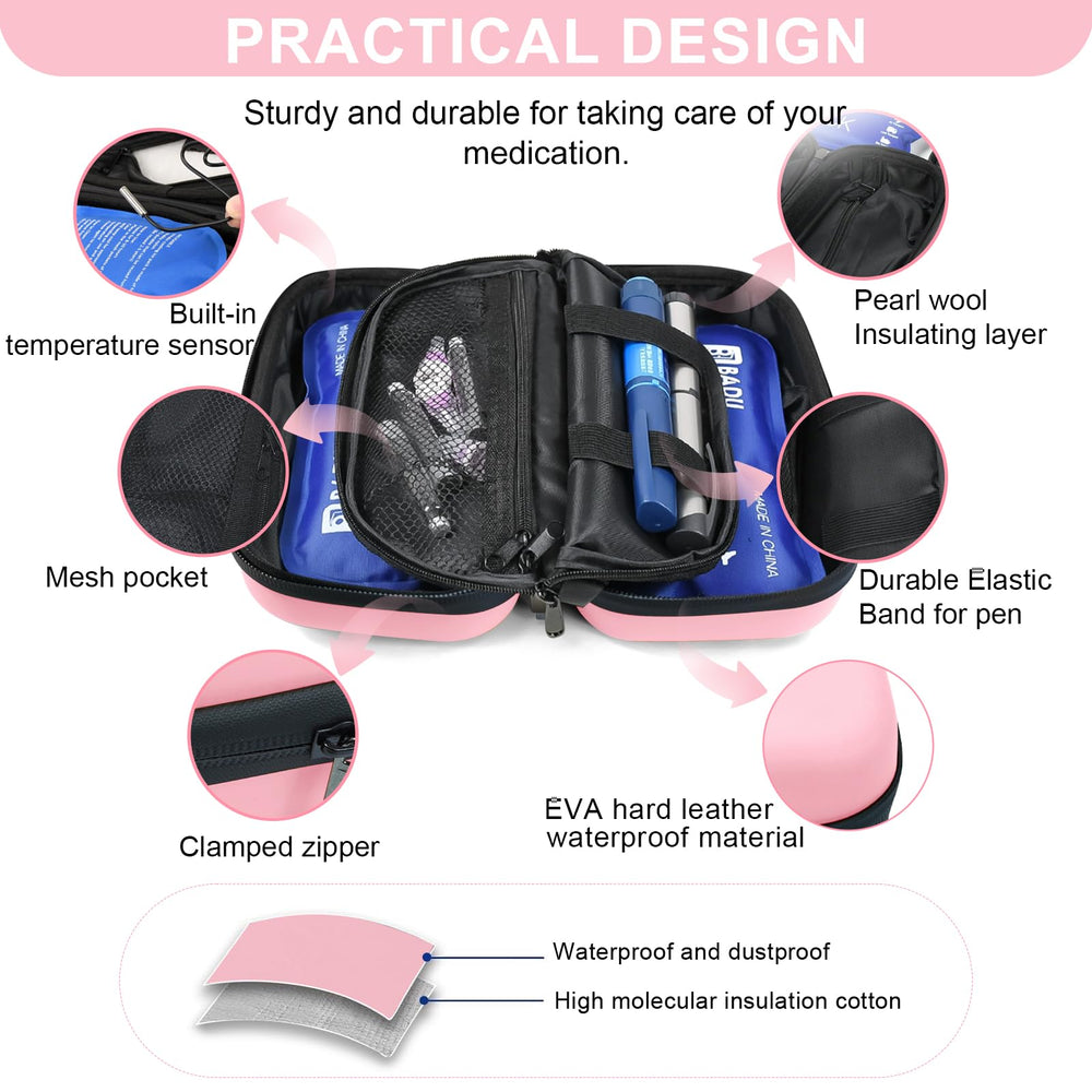 Gosemai insulin cooler case includes TSA-approved ice packs for cooling on the go.