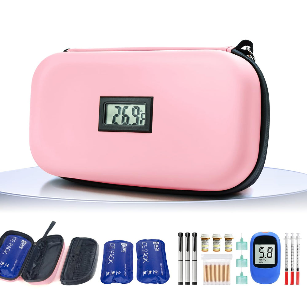 Gosemai insulin cooler case front view highlights portable travel design.