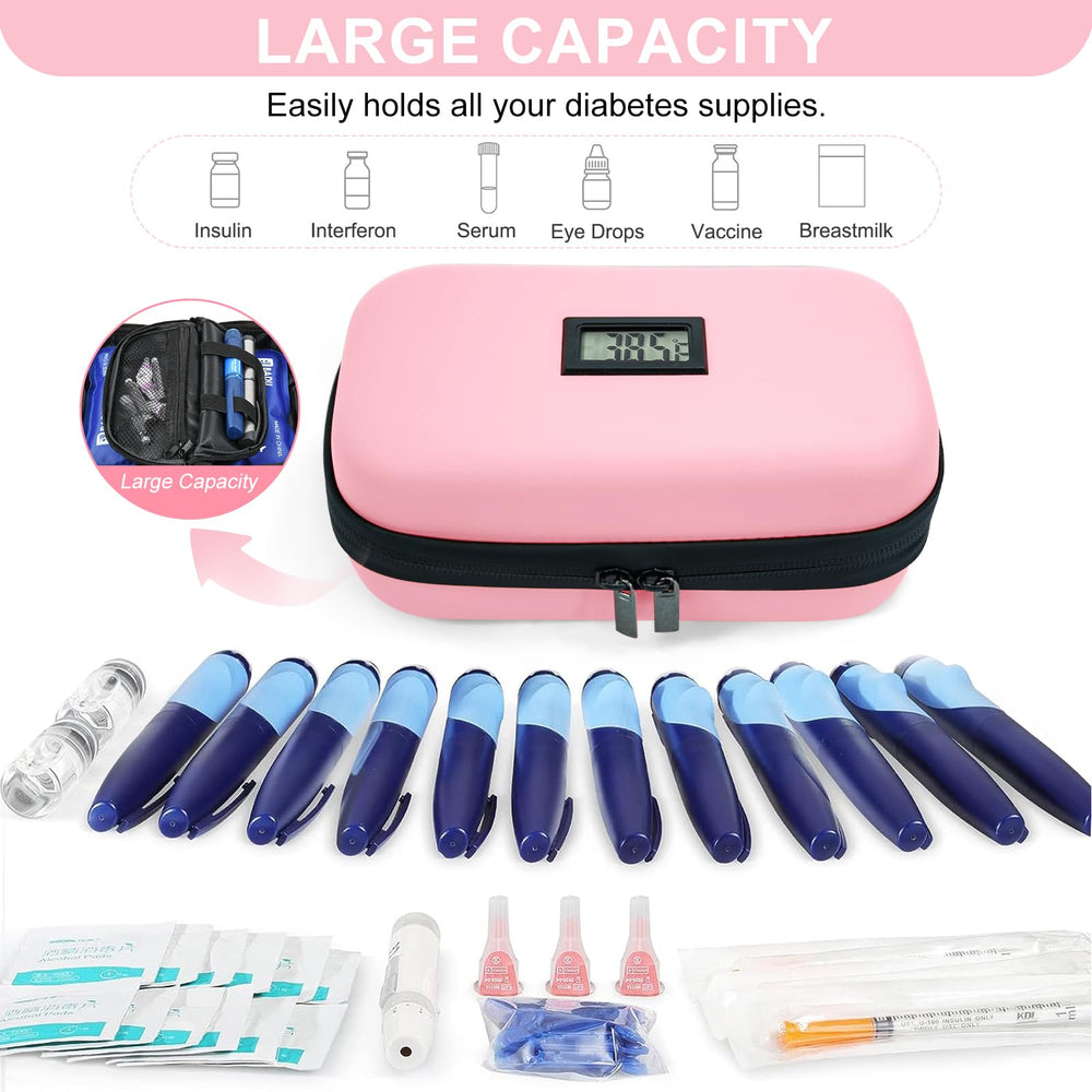 Gosemai insulin cooler case open compartment shows spacious storage for pens.