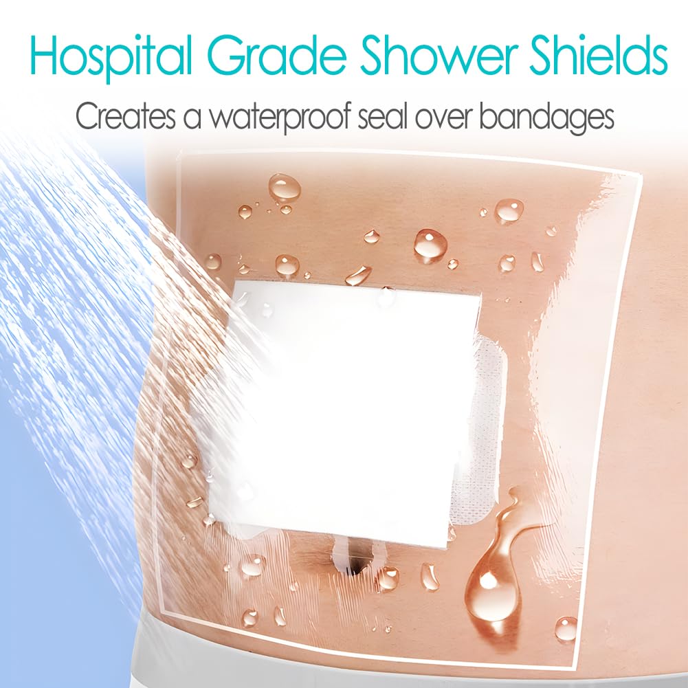 GoToHere waterproof bandage demonstrates soft fit for post-surgical showers.
