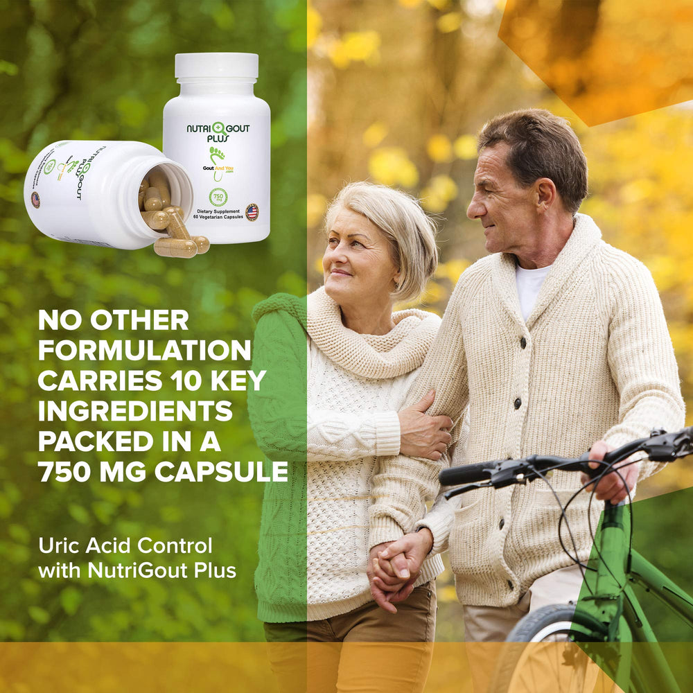 NutriGout Plus packaging emphasizing USA-made quality and GMP standards