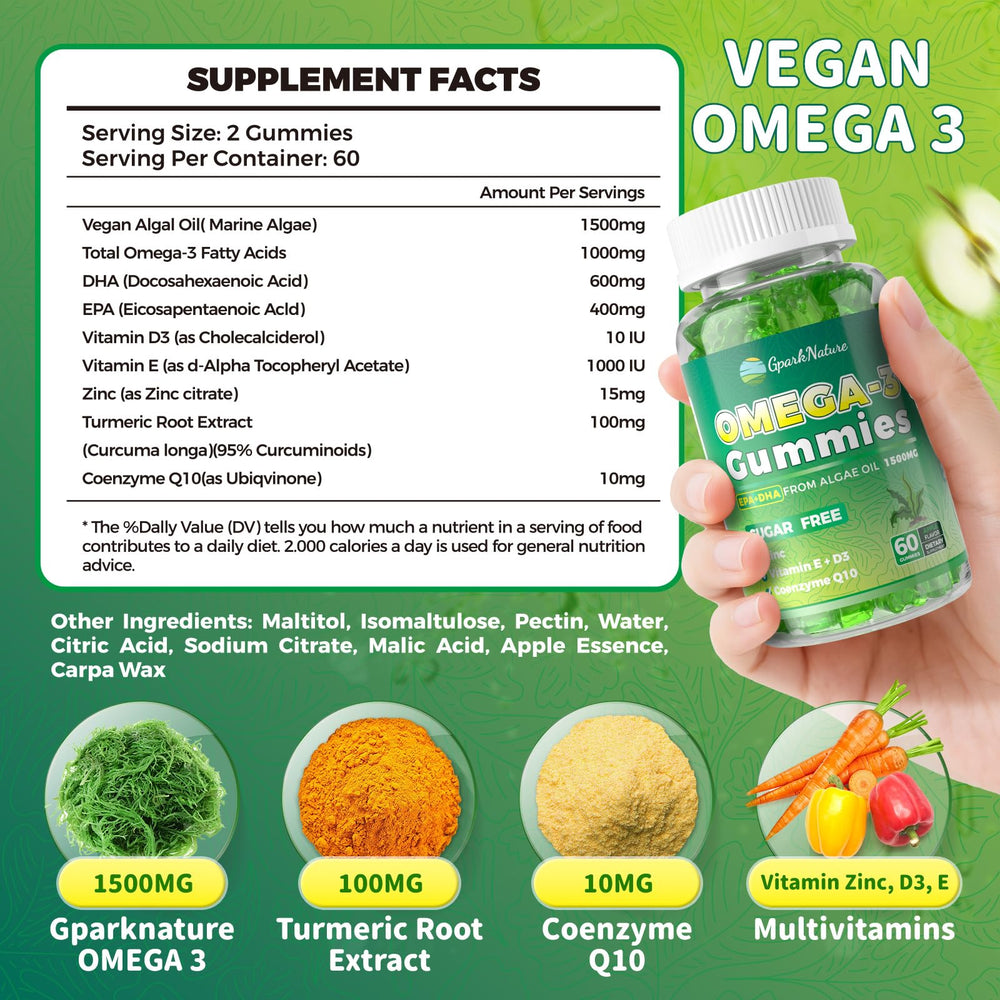 GparkNature apple flavored vegan omega 3 gummies close up flavor appeal