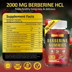 GparkNature Berberine Gummies label closeup with ingredients for metabolism support
