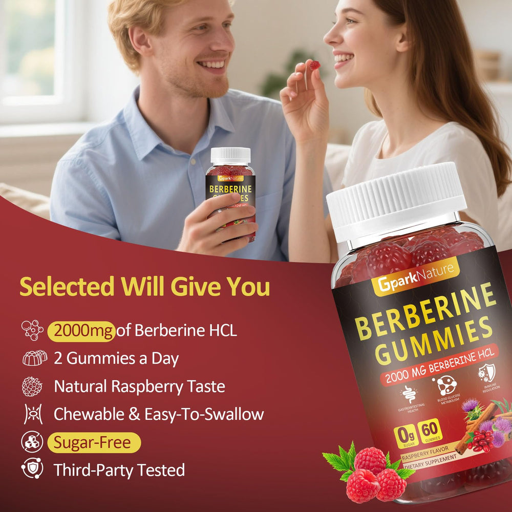 GparkNature Berberine Gummies packaging highlights vegan, sugar-free formula