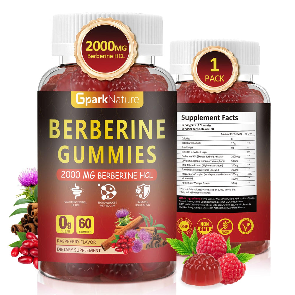 GparkNature Berberine Gummies Raspberry bottle ready for immune support and energy