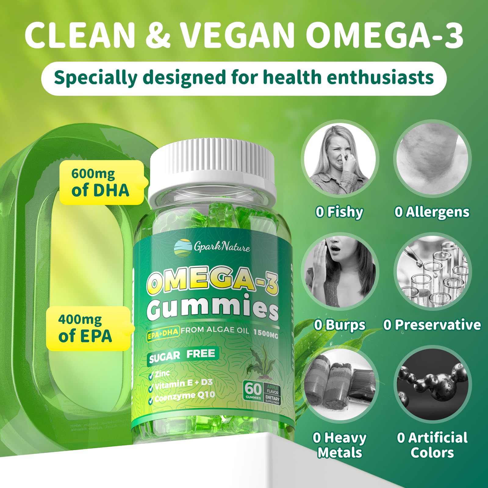 GparkNature omega 3 gummies texture close up showing chewy bite