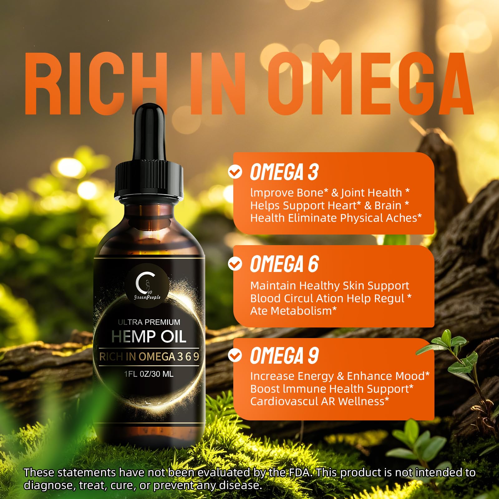 GPGP GreenPeople immune support drops highlighting omega fats for wellness.