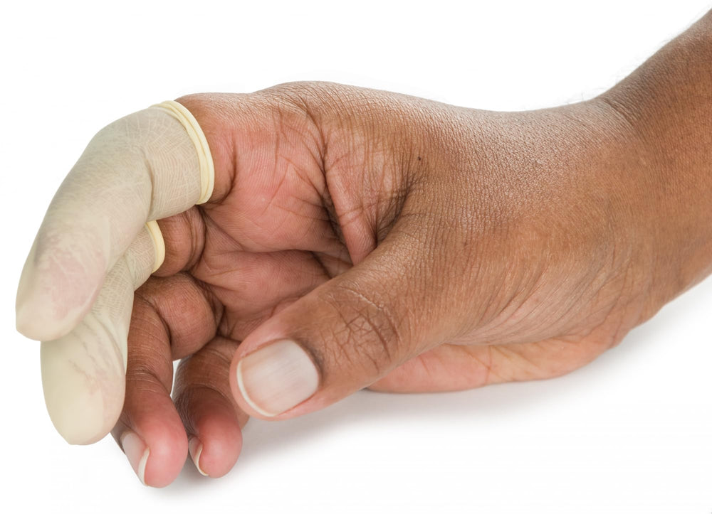 Graham-Field Grafco finger cots for clean handling of jewelry and valuables.
