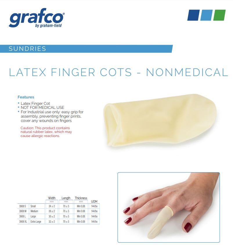 Graham-Field Grafco finger cots ideal for hobbies requiring fine motor control.