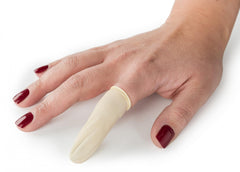 Close-up of Grafco finger cot highlighting thin profile for precise handling