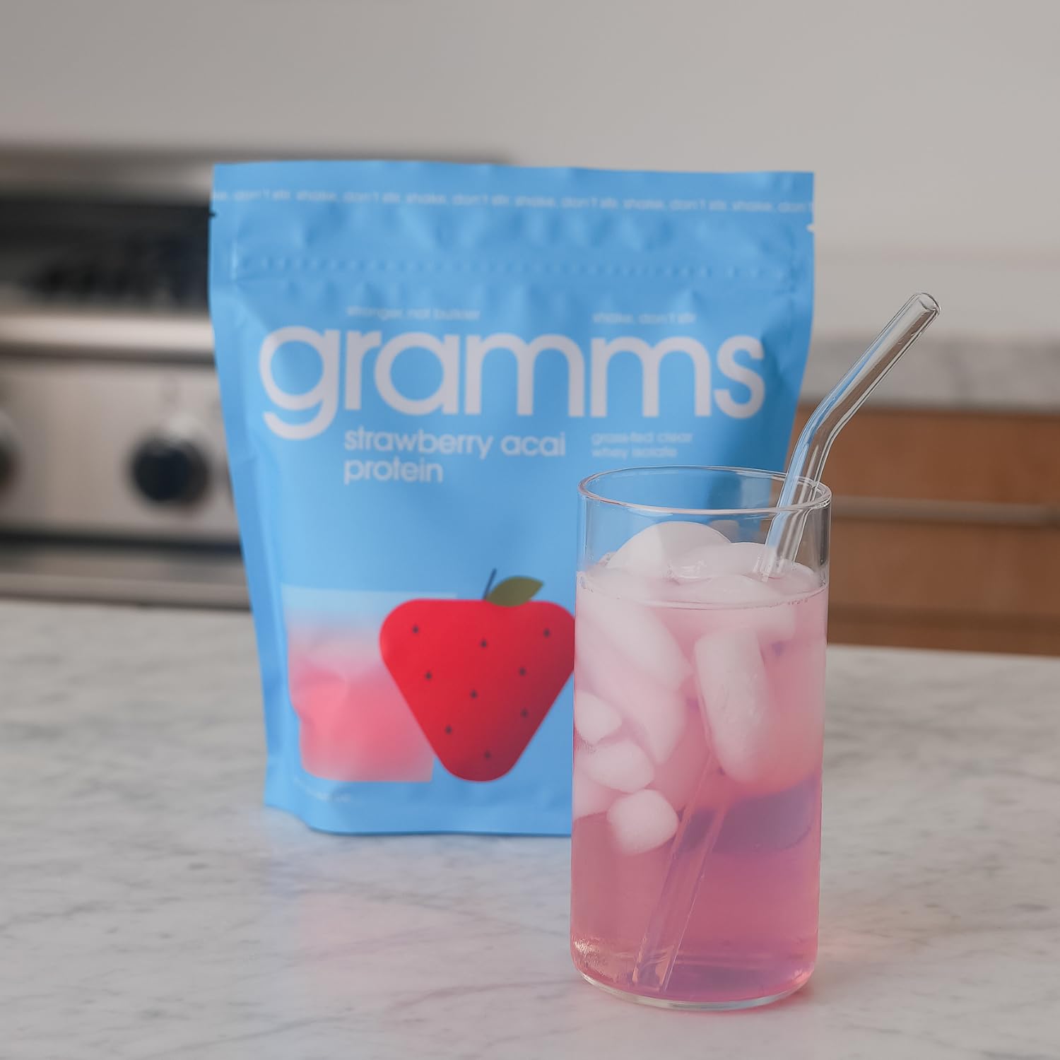GRAMMS 20g Protein Per Serving panel highlights protein-focused fueling.