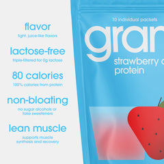 GRAMMS clear protein glass shows smooth, easy mixing texture